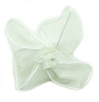 Close-up of white organza flower trim, size 40 x 40 mm.