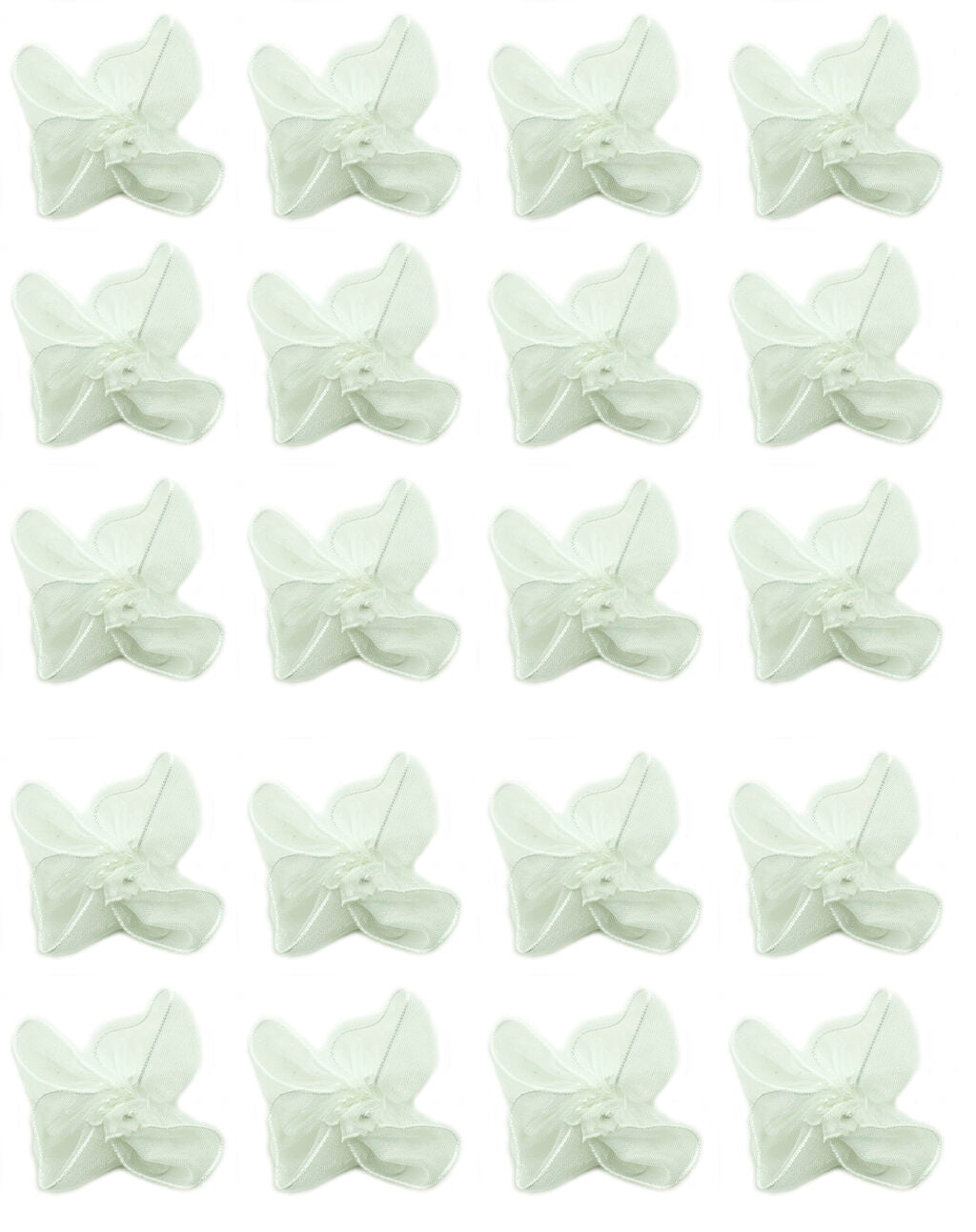 Pack of white organza flower sew on trims for embellishment.