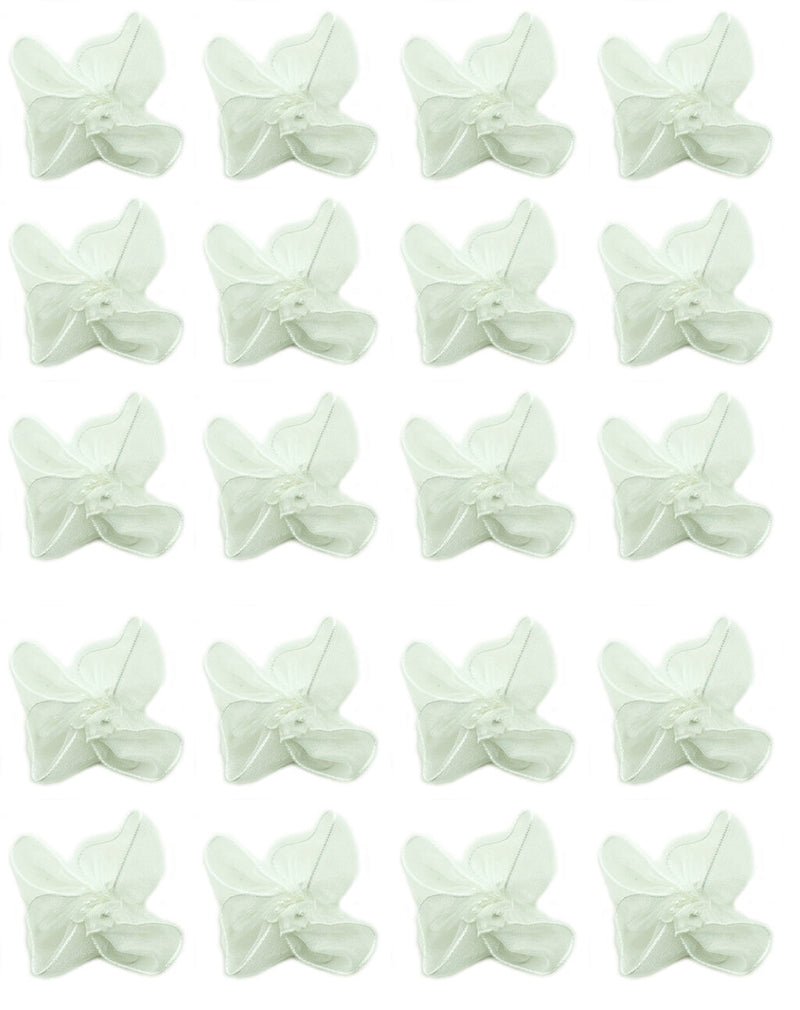 Pack of white organza flower sew on trims for embellishment.