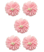 Large pink soft silky flower sew on trim with white clusters.
