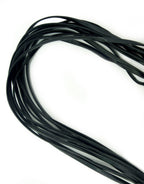 Gloss black doubled flat leatherette PU trim on a white background.