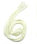Two soft cotton off white hoodie cords with metal ends.