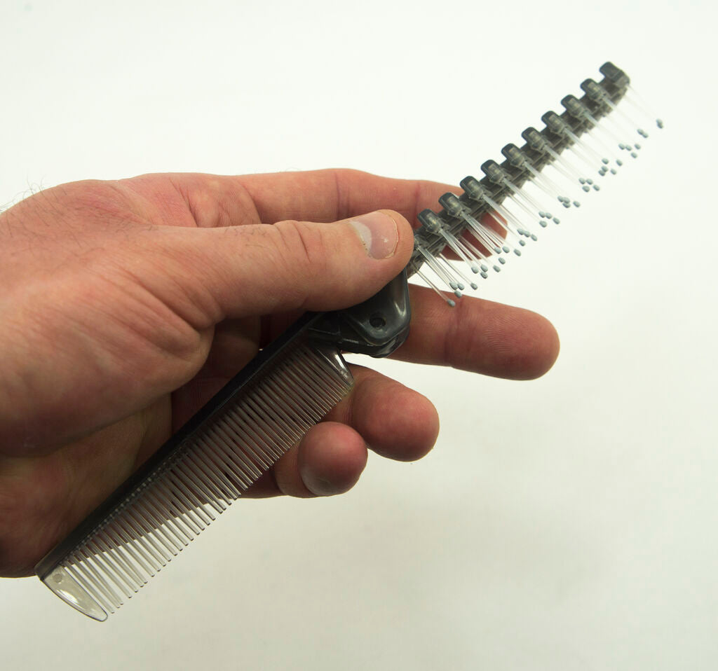 Grey Black Small Folding Travel Pocket Brush Combs - 10 cm Long Folded Size - Set of 2