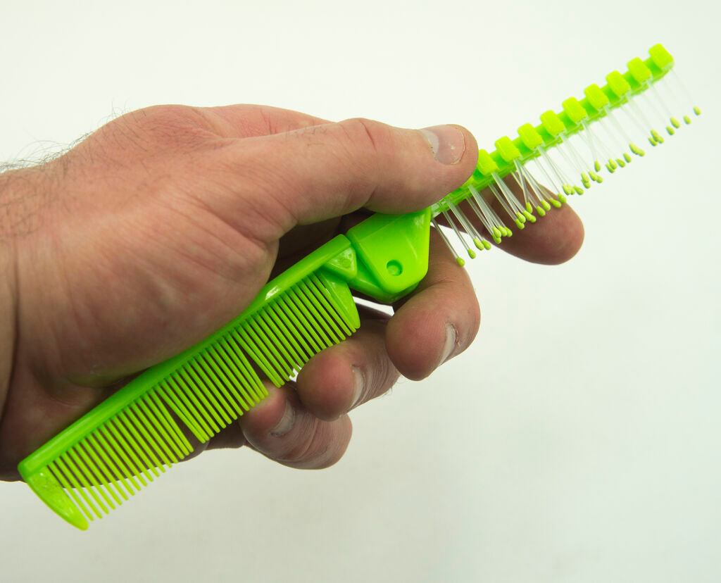 Green Small Folding Travel Pocket Brush Combs - 10 cm Long Folded Size - Set of 2