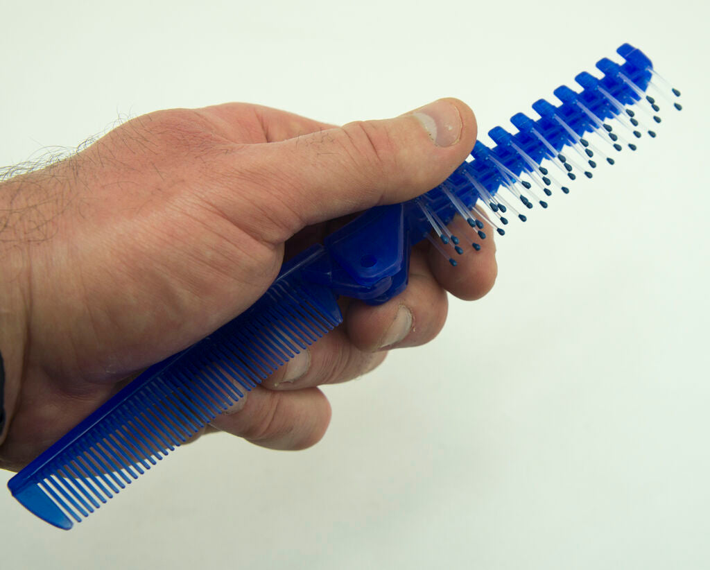 Dark Blue Small Folding Travel Pocket Brush Combs - 10 cm Long Folded Size - Set of 2