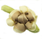 Pretty Double Colour Ribbon Flower Sew On Trims for Clothing and Accessory Embellishment 25 x 25 mm Pack of 20, Light Brown
