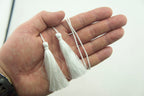 Set of 4 White Silky Polyester Double Ends Tassels with String Cord - 127cm Long