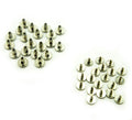 Hexagonal silver metal binding screws displayed on a white background.