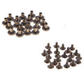 20 sets of antique brass tone copper binding screws in various angles.