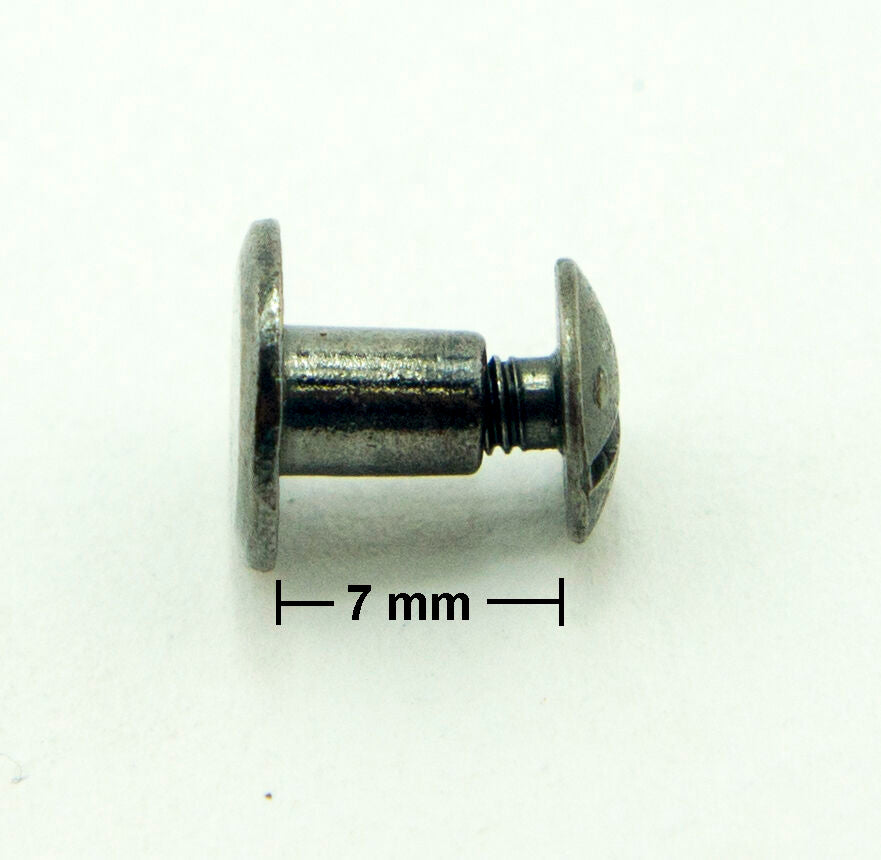 20 Sets of Gun Metal Tone Metal Binding Screws with Domed Screw Head - 10mm Diameter x 8mm Deep