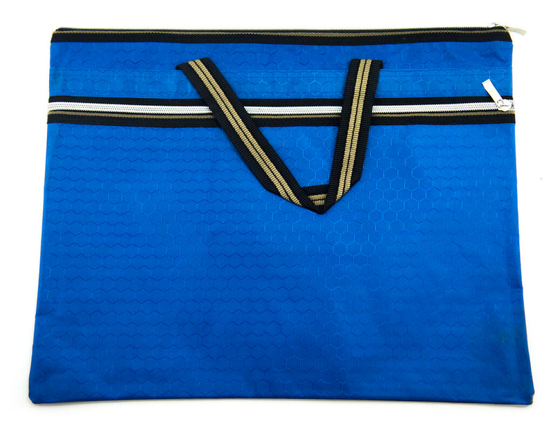 Lightweight tough material portfolio bag in blue, 37 x 30 cm size.