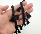 Black Cotton Tassel Trim for Garment, Accessory and Soft Furnishing Embellishment - 45mm Wide - 3 Metres
