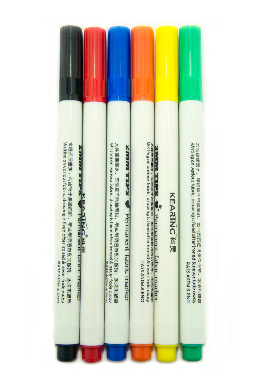 FM206 A Set of 6 Multicoloured Professional Quality Permanent Fabric Leather Drawing Pens