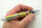 Close-up of the Minions design on the 8 colour retractable ballpoint pens.