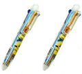 Two Despicable Me Minions retractable ballpoint pens in various colours.