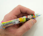 Close-up of the Disney Tsum Tsum design on the ballpoint pens.