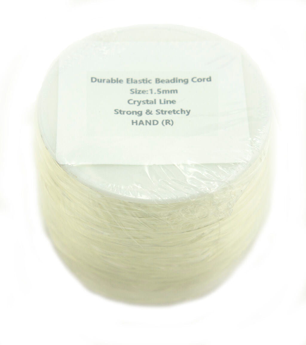 Roll of 1.5mm clear stretchy string for jewellery making.