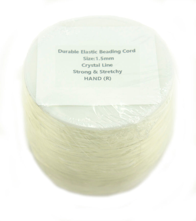 Roll of 1.5mm clear stretchy string for jewellery making.