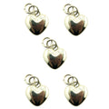 Pack of 5 silver tone heart shaped zip pulls, 25 x 16 mm.