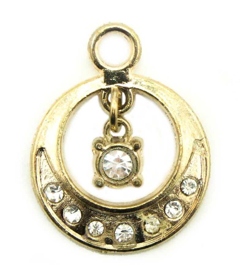 Pack of 3 gold tone and white crystal zip pulls displayed together.