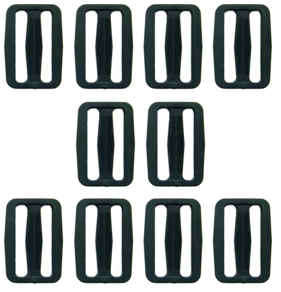 PK Webbing Black Hard Plastic Slide Rectangle Buckle 53mm Wide - Pack of 10
