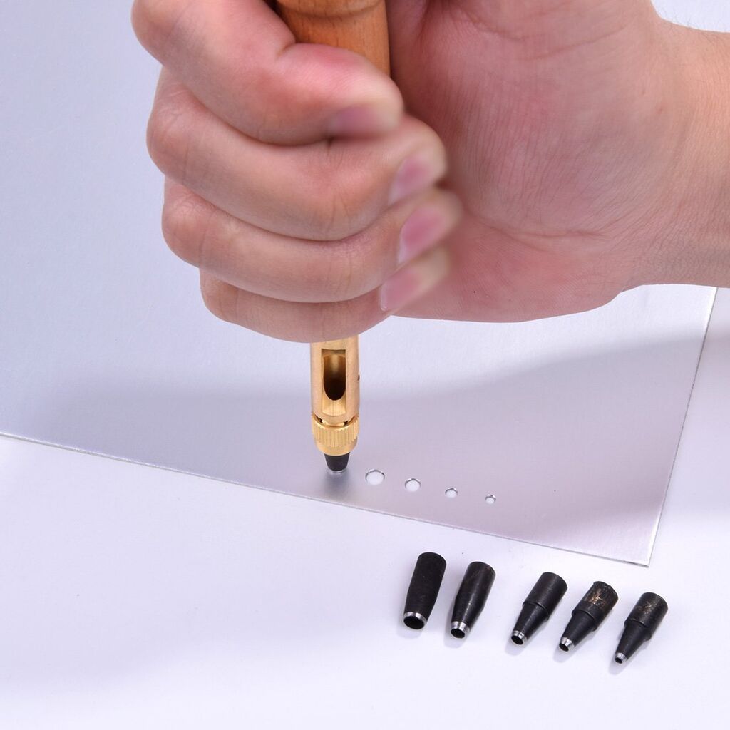 All six tips included with the premium screw hole punch