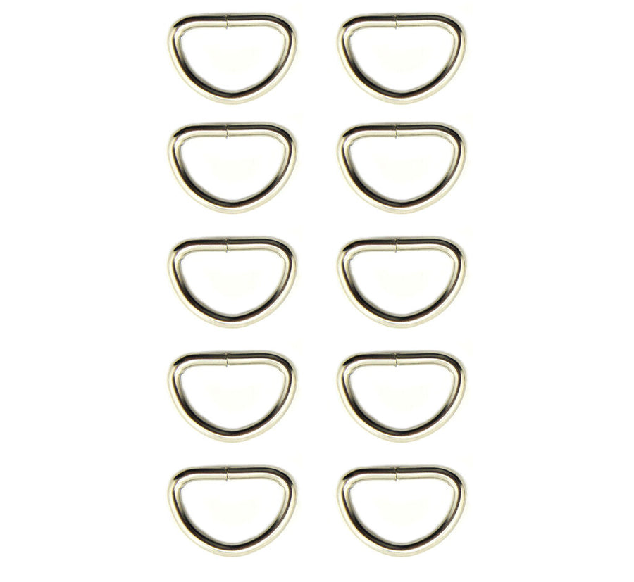 Set of 12 Silver Tone Metal D Rings for Making & Repairing Belts and Bags - 28 mm, Fits Straps 21 mm Wide