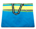 Front view of the blue and neon yellow heavy duty portfolio bag.