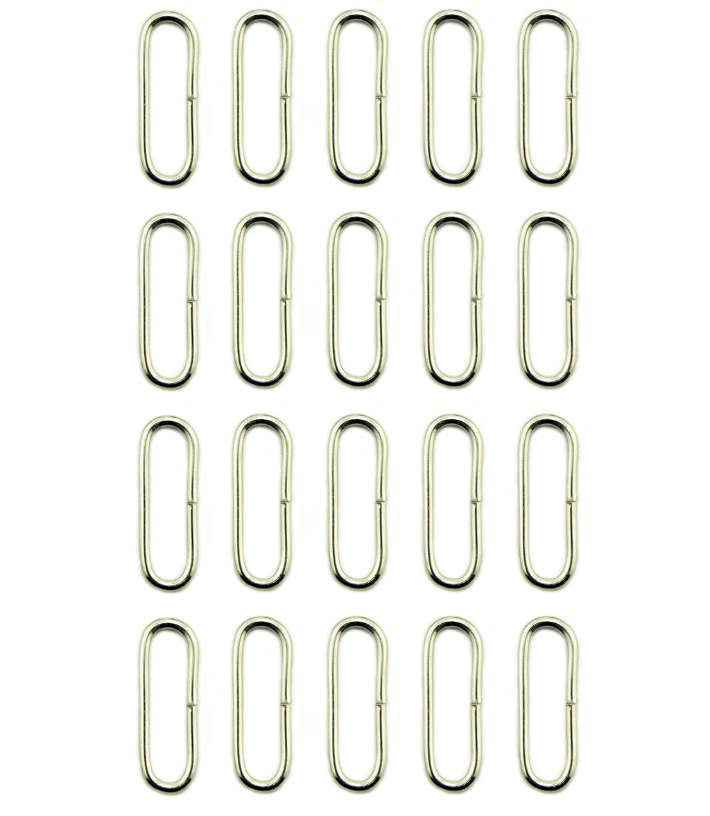 Pack of 20 silver tone metal oval loop rings for crafts