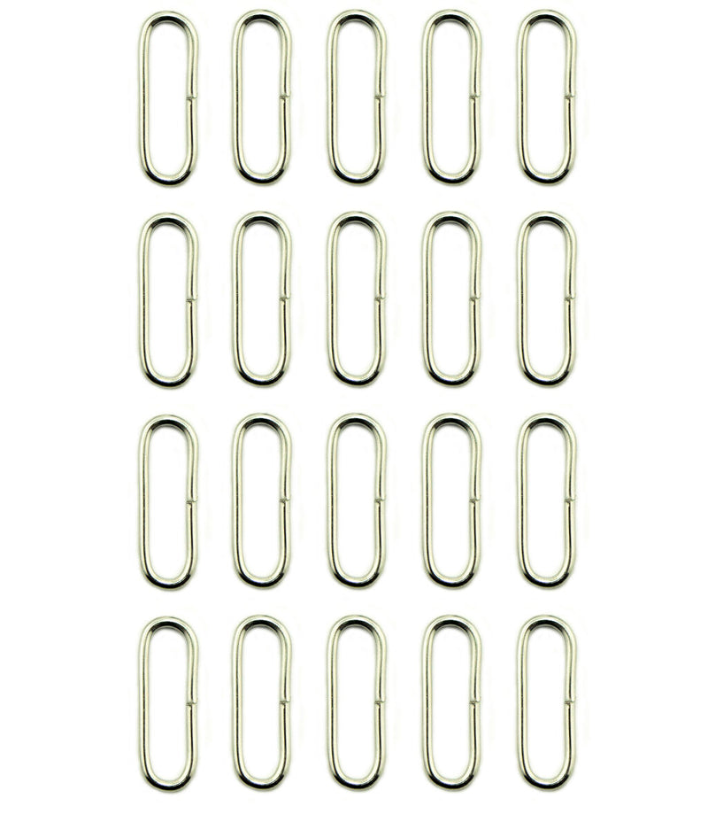 Pack of 20 silver tone metal oval loop rings for crafts