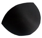 Close-up of replacement black bra cups showing firm material.