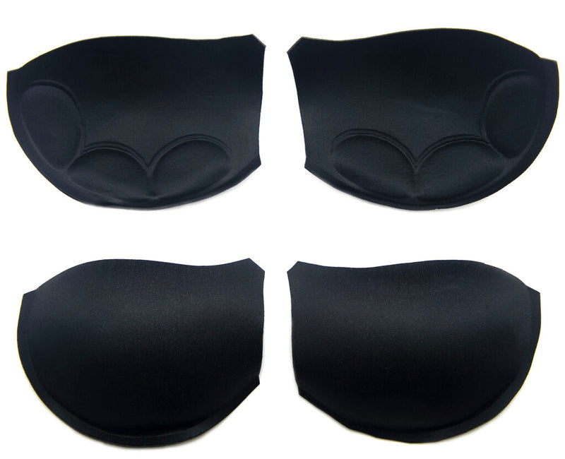 Two pairs of size L black push-up bra cups displayed.