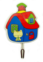 Close-up of a Kitty House self adhesive hook in use.