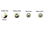50 sets of silver tone press stud buttons arranged neatly.