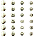 Image of silver tone flat top press stud buttons in a pack.