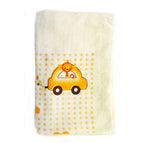 Peach bath towel with colourful characters for kids
