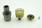 Close-up of the die cast press set components.