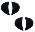 Two pairs of black felt shoulder pads with white padding.