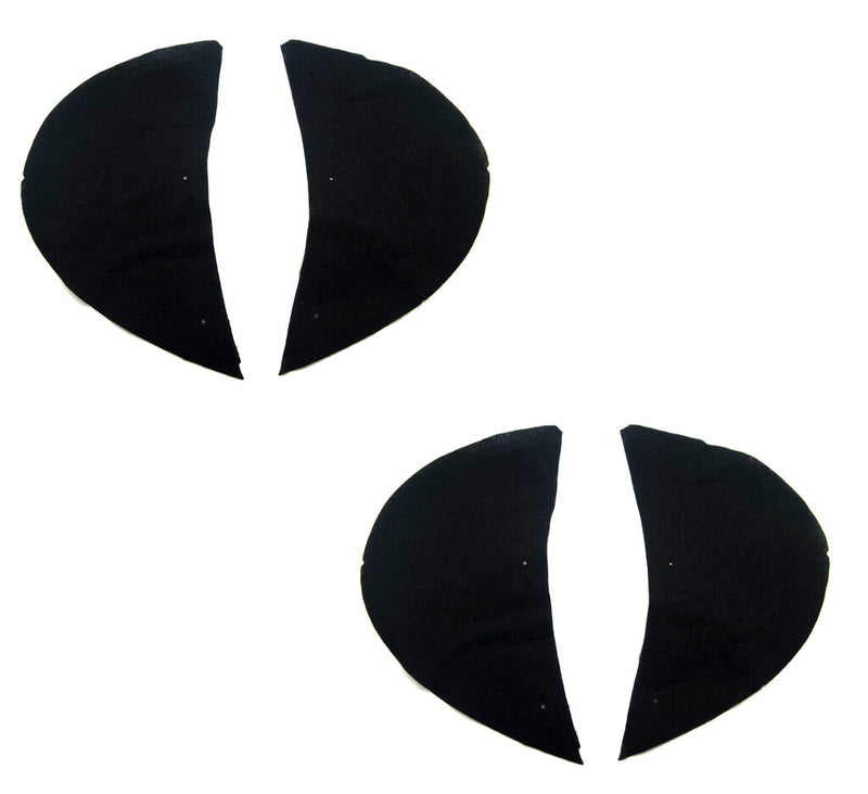 Two pairs of black felt shoulder pads with white padding.