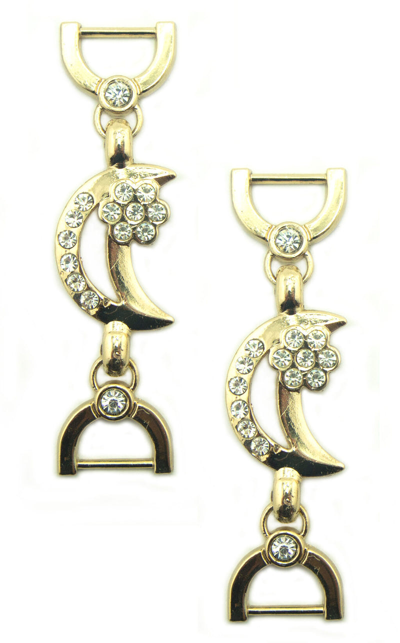 Gold tone buckle with white crystals for accessories