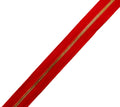 No.3 red continuous gold metal zip displayed on a white background