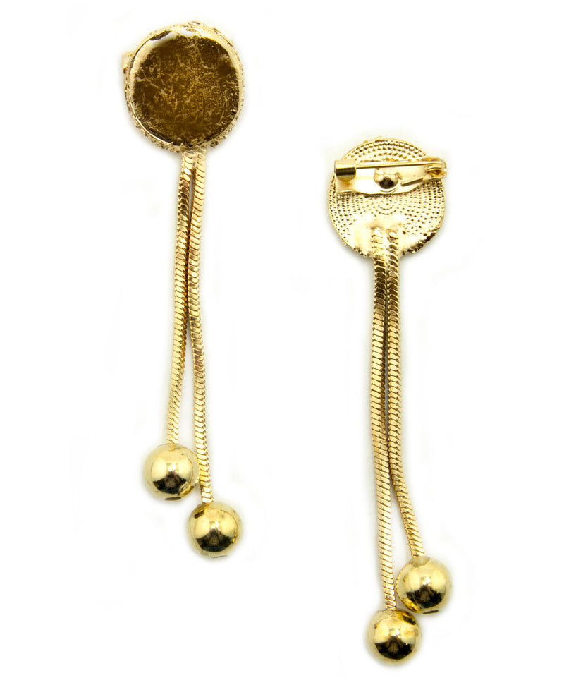Gold tone round backings with pin for brooches.