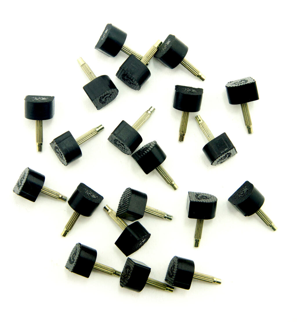 Black U shape heel tips for ladies' shoes in a pack of 10 pairs.