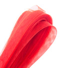Red nylon crin trim displayed on a white background.