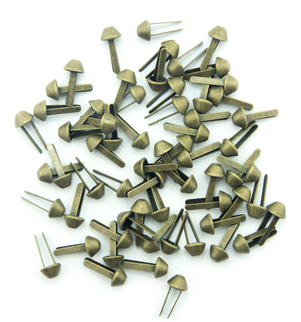 Pack of 50 dark bronze metal studs for leathercraft projects.