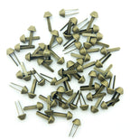Pack of 50 dark bronze metal studs for leathercraft projects.