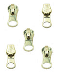 Set of 5 gold tone zip pulls with head sliders, No.5 size