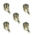 Set of 5 No.3 zip head sliders in light gold tone, metal material.