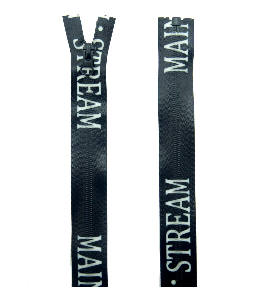 Set of 2 glossy PU sealed waterproof nylon zippers, 68.5 cm long.