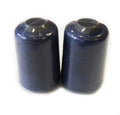 Two spools of mauve blue polyester sewing machine thread.